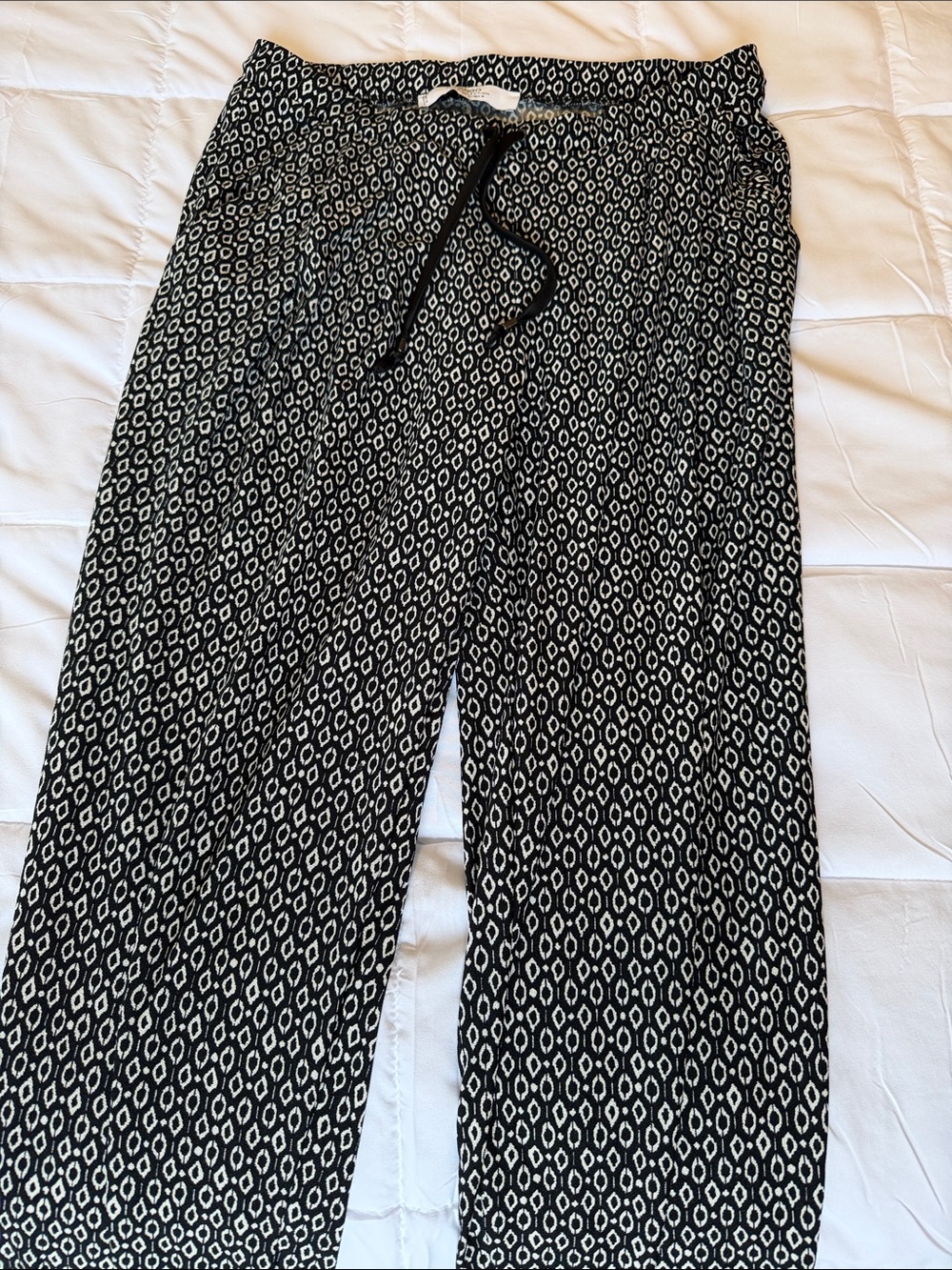 Mango Black and White Geometric Drawstring Joggers